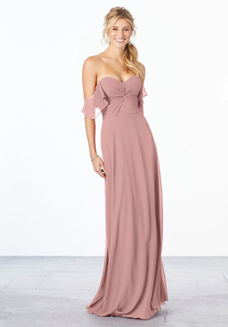Chiffon Bridesmaid Dress with Ruched Bodice | Desert Rose