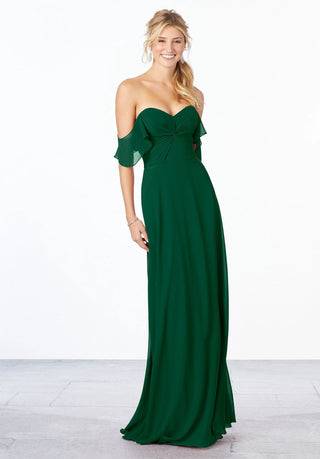 Chiffon Bridesmaid Dress with Ruched Bodice | Emerald