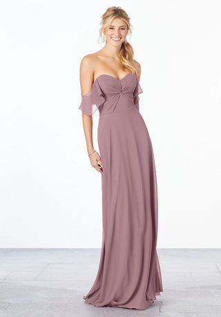 Chiffon Bridesmaid Dress with Ruched Bodice | French Lilac