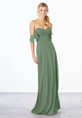 Chiffon Bridesmaid Dress with Ruched Bodice | Moss