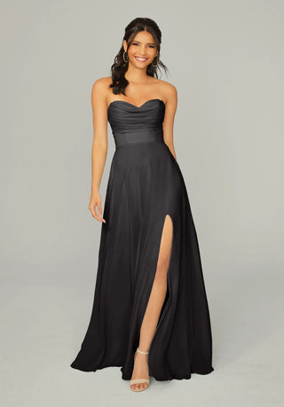 Draped Sweetheart Chiffon Bridesmaid Dress | Black