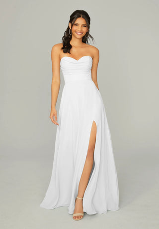 Draped Sweetheart Chiffon Bridesmaid Dress | White