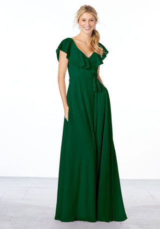 Flutter Sleeve Chiffon Bridesmaid Dress | Emerald
