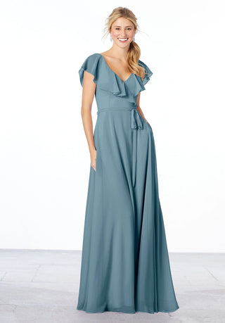 Flutter Sleeve Chiffon Bridesmaid Dress | Slate