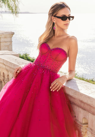 Scattered Sequin Strapless Tulle Prom Dress Morilee