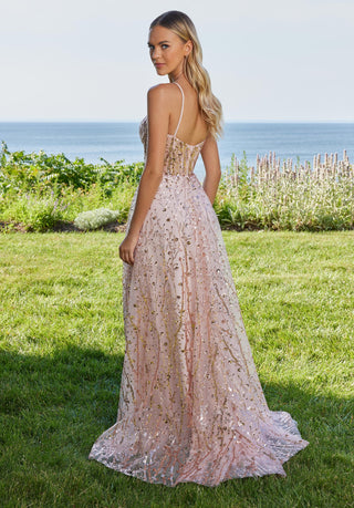 Sweetheart Sequin A-Line Dress with Basque Waist | Blush