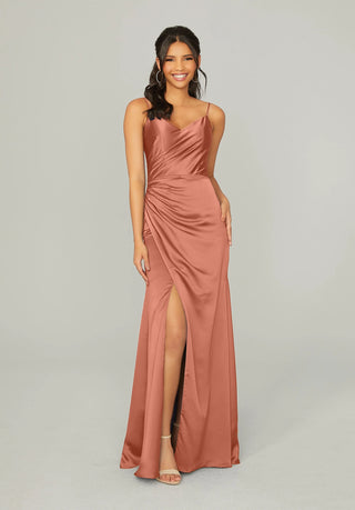Silky Satin Bridesmaid Dress with Front Skirt Slit | Spice
