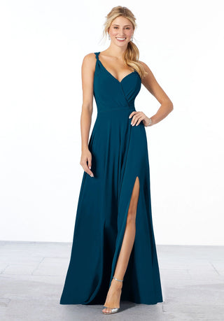 Surplice Bodice Chiffon Bridesmaid Dress | Marine