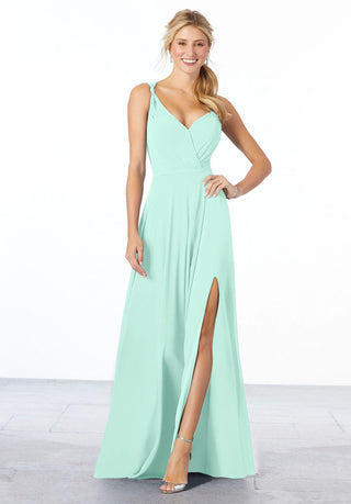 Surplice Bodice Chiffon Bridesmaid Dress | Mint